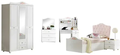 Obrázek produktu pro Kindermöbel Kinderbett Nachttisch Holz Kommode 5tlg Weiß Kinderzimmer