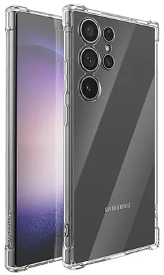 Immagine prodotto di Mayaxess, custodia in silicone per Galaxy S23 Ultra con angoli rinforzati, resistente agli urti, trasparente