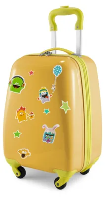Immagine prodotto di HAUPTSTADTKOFFER per bambini - Valigia per bambini + adesivi riflettenti per mostri, valigia per bambini con ruote lucida 24 L, regali per bambini, giallo