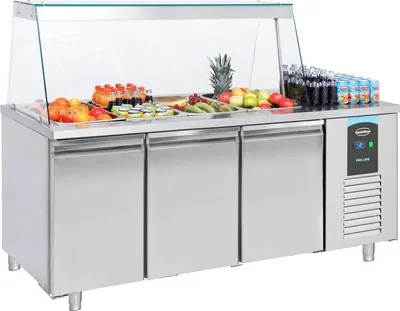 Immagine prodotto di Combisteel Saladette per 4 x 1/1 GN - con 3 porte, raffreddamento ventilato, acciaio inox, 230 V