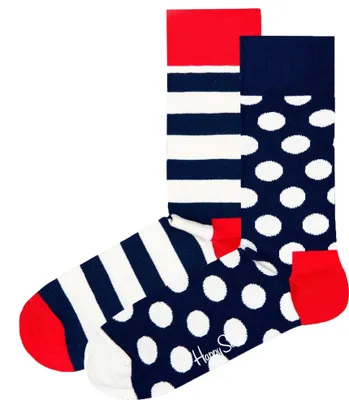 Produktbild von Happy Socks Uni Socken, 2er Pack - Classic Crew, Organic Baumwolle, Farbmix Big Dot 41-46