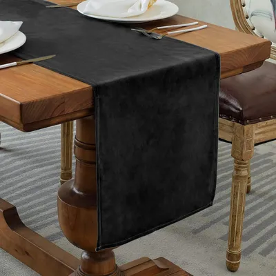 Immagine prodotto di Runner da tavolo nero, rettangolare, 35 x 130 cm, in velluto