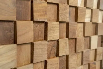 Produktbild von Teakea – Teakholz-Planken, unbehandelt, 30x30 cm – Massive Teakholz-Wandverkleidung