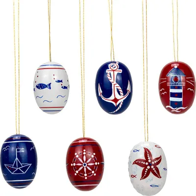 Produktbild von Ostereier-Set mit maritimen Motiven (5,5cm) von Kunstgewerbe Uhlig