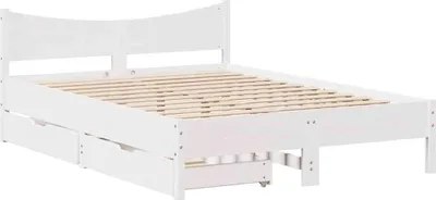Zdjęcie produktu dla vidaXL Łóżko z litego drewna z szufladami białe 120x190 cm sosna