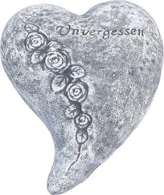 Produktbild von stoneandstyle Grabstein Grabschmuck Herz Unvergessen groß Steinguss frostfest wetterfest winterfest Grabherz