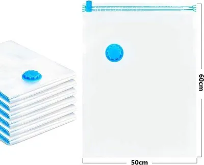 Obrázek produktu pro Unyqoos® 6 vakuových sáčků o rozměrech 50 x 60 cm s ventilem pro odvod vzduchu – úsporné uskladnění, chrání oblečení a ložní prádlo před prachem, moly a vlhkostí