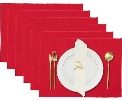 Productafbeelding van Tafelsets, Chinees rood, set van 6, katoen, 33 x 48 cm
