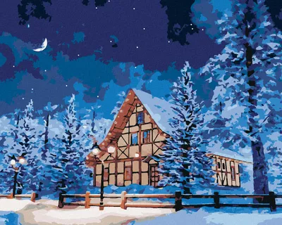 Produktbild von Zuty - Malen nach Zahlen - VERSCHNEITES BLOCKHAUS IN DEN BERGEN, 40x50 cm, ohne Keilrahmen