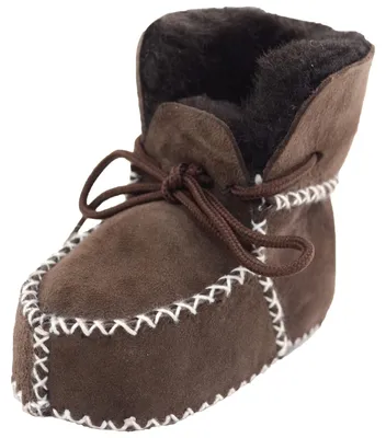 Obrázok produktu pre SNUGRUGS Bábätkovské/detské čižmy z ovčej vlny so šnúrkami - hnedé - 14 cm