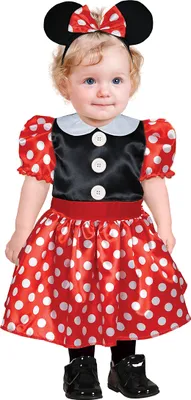 Immagine prodotto di Costume da topo carnevale rosso a pois fascia bottone Incantevole per bambini, taglia: 74/80 colore: rosso