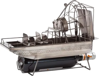 Immagine prodotto di Brubaker portabottiglie da vino barca volante airboat swamp boat portabottiglie in metallo con biglietto di auguri per vino regalo