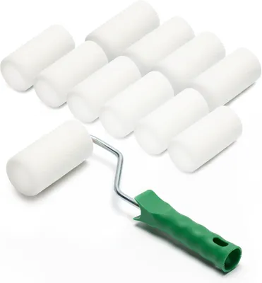 Imagen del producto de Rodillos para pintura con mango, alta densidad, de 7 cm, paquete de 10 unidades