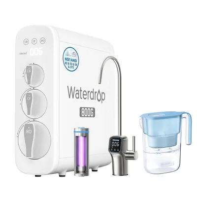 Image de Système de filtration d'eau par osmose inverse Waterdrop WD-G3P800, comprenant 1 carafe filtrante Elfin WD-PT-05B