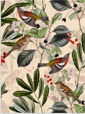 Produktbild von ARTland Wandbild Alu für Innen & Outdoor Vintage Vogel Paradies Garten Größe: 90x120 cm