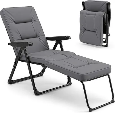 Imagen del producto de Silla de jardín plegable, sillón reclinable para personas mayores con cojín