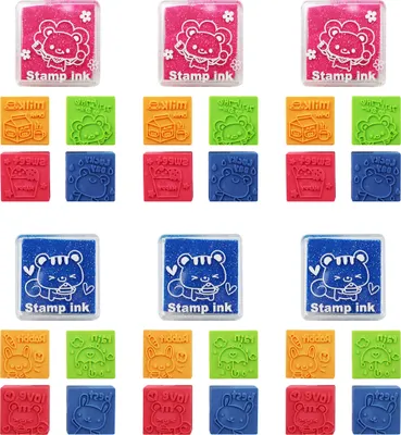 Produktbild von com-four® 30-teiliges Stempel-Set - Stempel in bunten Farben - Stempel zum Verzieren von Postkarten und Briefen - Stempel für Kinder mit Tiersymbolen