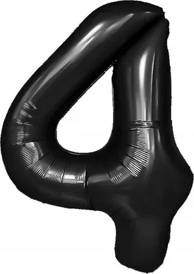 Image de Ballon en plastique chiffre 4 QUATRE noir 100 cm