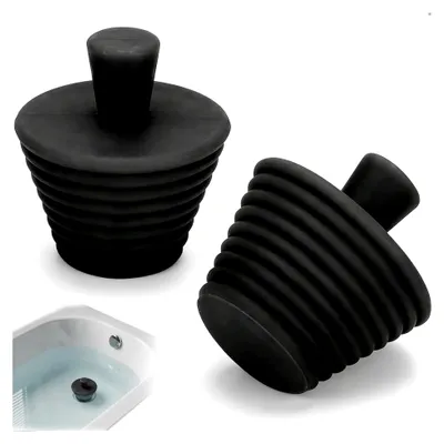 Produktbild von Badewannenstöpsel und Abflussstopfen, Hochwertiger Stöpsel für Waschbecken und Spülbecken - Geeignet für Küche, Badewanne und Waschbecken, Schwarz, 2 Stück