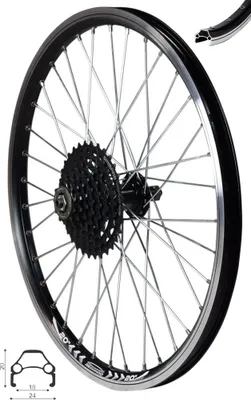 Produktbild von REDONDO 20 Zoll Hinterrad Laufrad Hohlkammer Felge QR + 8 fach Shimano Kassette