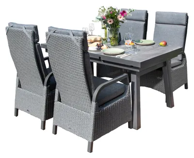 Produktbild von bellavista - Home&Garden® Gartenmöbel-Set Sydney 4 Hochlehner & Ausziehtisch 160–210 cm Keramik