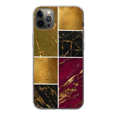 Produktbild von MuchoWow® Handyhülle Schutzhülle Hülle für iPhone 12 Pro Max Marmor - Gold - Schwarz - Rosa Silikon Softcase Handy Hülle - Hartschale