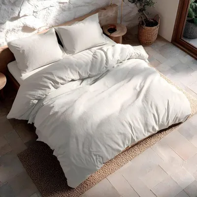 Produktbild von GAMUSI Bettwäscheset aus 100 % Baumwolle, 240 x 220 cm – Hellgraues Bettwäscheset mit Kissenbezügen – Weicher und atmungsaktiver Stoff mit 144 Fadenzahl – Knopfverschluss