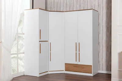 Image de Blanc Armoire d'angle moderne Meubles de chambre d'enfant Armoires en bois nobles