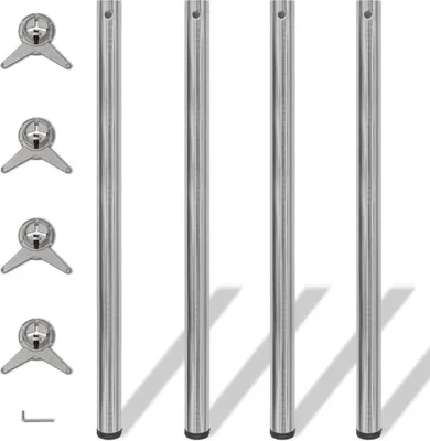 Image de 4 pieds de table réglables en hauteur 1100 mm Nickel brossé