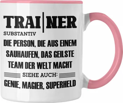 Produktbild von Trendation - Trainer Tasse Geschenk Bester Coach Geschenkidee Spruch (Rosa)