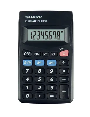 Produktbild von Sharp EL-233S, Tasche, Einfacher Taschenrechner, 8 Ziffern, 1 Zeilen, Akku, Schwarz