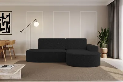 Produktbild von ALTDECOR Ecksofa mit Schlaffunktion und Bettkasten MARI-L1-S - 283x167x73cm Schwarz - Corner Sofa Eckcouch Couch L-Form, links/rechts angeordnet Schlafcouch Ausziehbar Wohnlandschaft