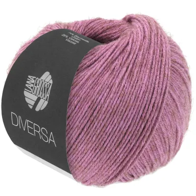 A ball of pink yarn with a dark label.