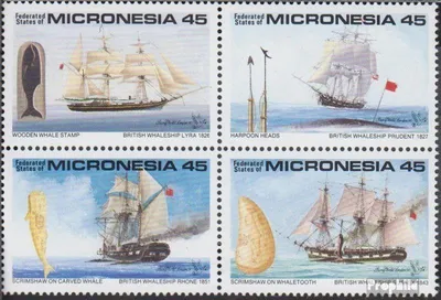 Produktbild von Briefmarken Mikronesien 1990 Mi 178-181 Viererblock (kompl.Ausg.) postfrisch Walfang