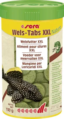 Produktbild von sera Catfish Tabs XXL Nature, Zierfisch, Trockenfischfutter, Tablet, Vitamin A, Vitamin B1, Vitamin B2, Vitamin C, Vitamin D3, Vitamin E, Groß, 0,13 kg