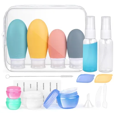 Produktbild von Silikon Reiseflaschen Set 18 Stück 30/60/100ml Nachfüllbar Auslaufsicher TSA-Zugelassen BPA-Frei
