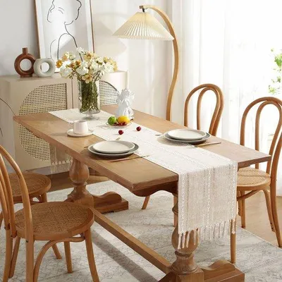 Immagine prodotto di Runner da tavola in stile rustico 33x305 cm a righe beige