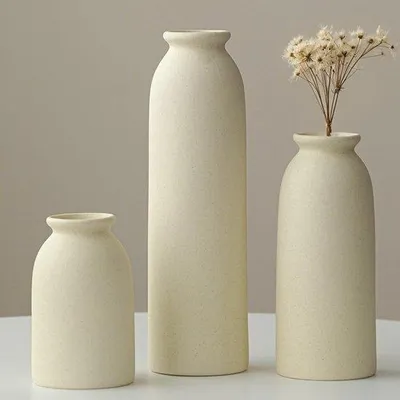 Immagine prodotto di Set Unyqoos® – 3 vasi in Vetroceramica, terracotta e crema, altezza 27/18,6/12,6 cm, vasi decorativi per fiori secchi e pampas, decorazioni per il soggiorno