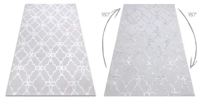 Produktbild von Modern MEFE Teppich 8504 Trellis, Gitter, Blumen - Strukturell zwei Ebenen aus Vlies grau / weiß Grau 80x150 cm