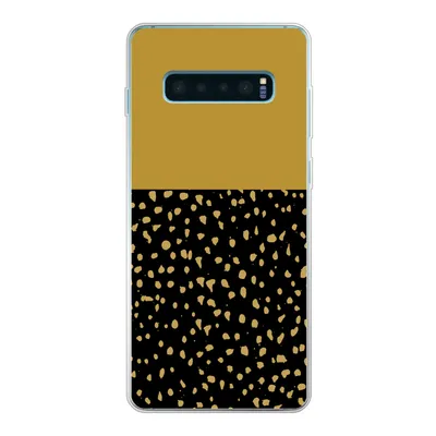 Produktbild von MuchoWow® Handyhülle Schutzhülle Hülle für Samsung Galaxy S10 Plus Polka dots - Ockergelb - Schwarz Silikon Softcase Handy Hülle - Schutzhülle