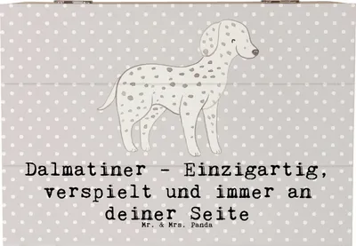 Produktbild von Mr. & Mrs. Panda holzschatulle Dalmatiner Freund 22 x 15 cm - Grau Pastell - Geschenk, treuer Begleiter, Geschenkbox, Hunderassen, fotobox, Hundeliebhaber, Box, Energie