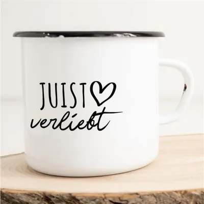 Produktbild von Huuraa Emaille Tasse Juist Geschenk Kaffeebecher Vintage 300ml Juist Präsent
