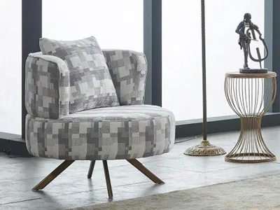 Immagine prodotto di Poltrona Poltrona imbottita in tessuto Seduta Moderna Beige Soggiorno Monoposto