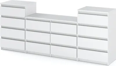 Zdjęcie produktu dla Komoda 14 Szuflad 220Cm Szafka Do Salonu Sypialni Meblościanka Biała Mat