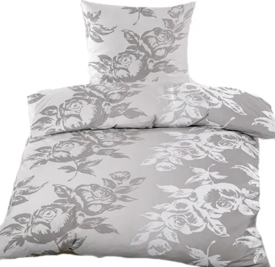 A bedding set with a floral pattern.