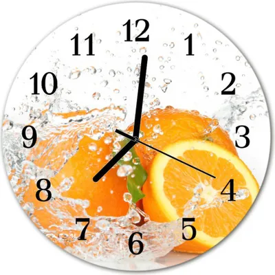 Produktbild von Glasuhr Wanduhr Küchenuhr Echt-Glas 30fi cm Orangen orange