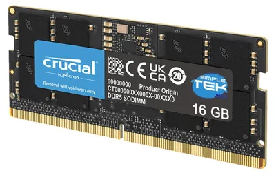 Produktbild von Crucial CT16G48C40S5, 16 GB, 1 x 16 GB, DDR5, 4800 MHz, 262-pin SO-DIMM