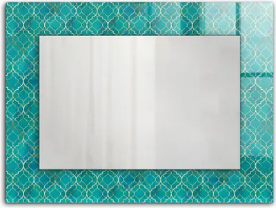 Zdjęcie produktu dla Zielony wzór geometryczny – Lustro Prostokątne z Printem 80x60 cm – Nowoczesne – Dekoracyjne Na Ścianę