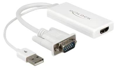 Produktbild von Delock - Video- / Audio-Adapter - USB, 15 pin D-Sub (DB-15) männlich zu HDMI weiblich - 25 cm - weiß