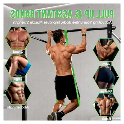 Produktbild von Widerstandsbänder Set mit 4 Stufen, inklusive Türanker, Übungsposter und Tragetasche für Krafttraining und Muskelaufbau